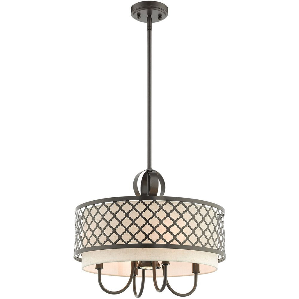 Five Light Dimmable Chandelier With Shades