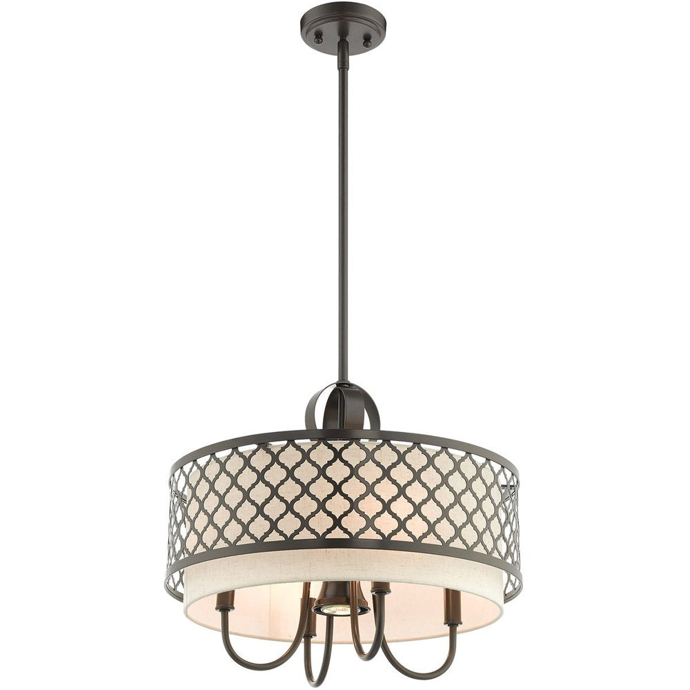Five Light Dimmable Chandelier With Shades