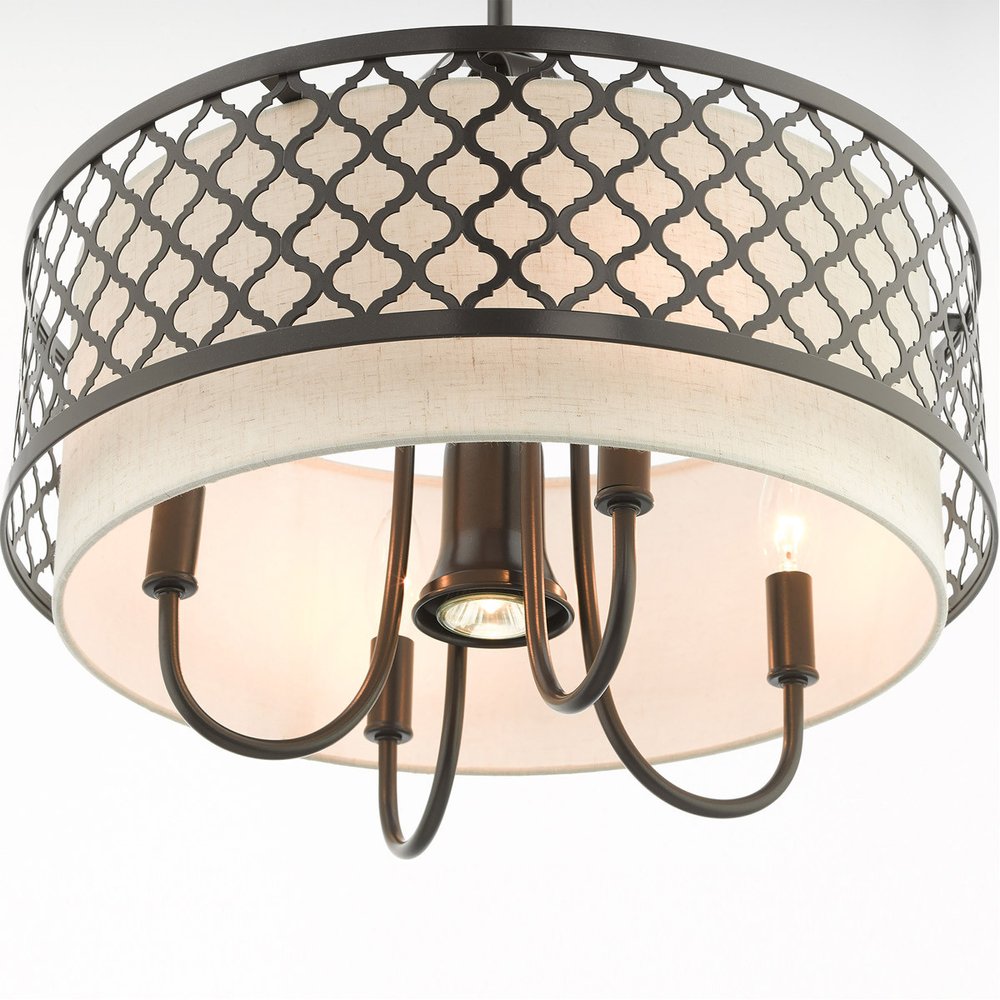 Five Light Dimmable Chandelier With Shades