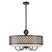 Bronze Six Light Metal Dimmable Chandelier With Shades