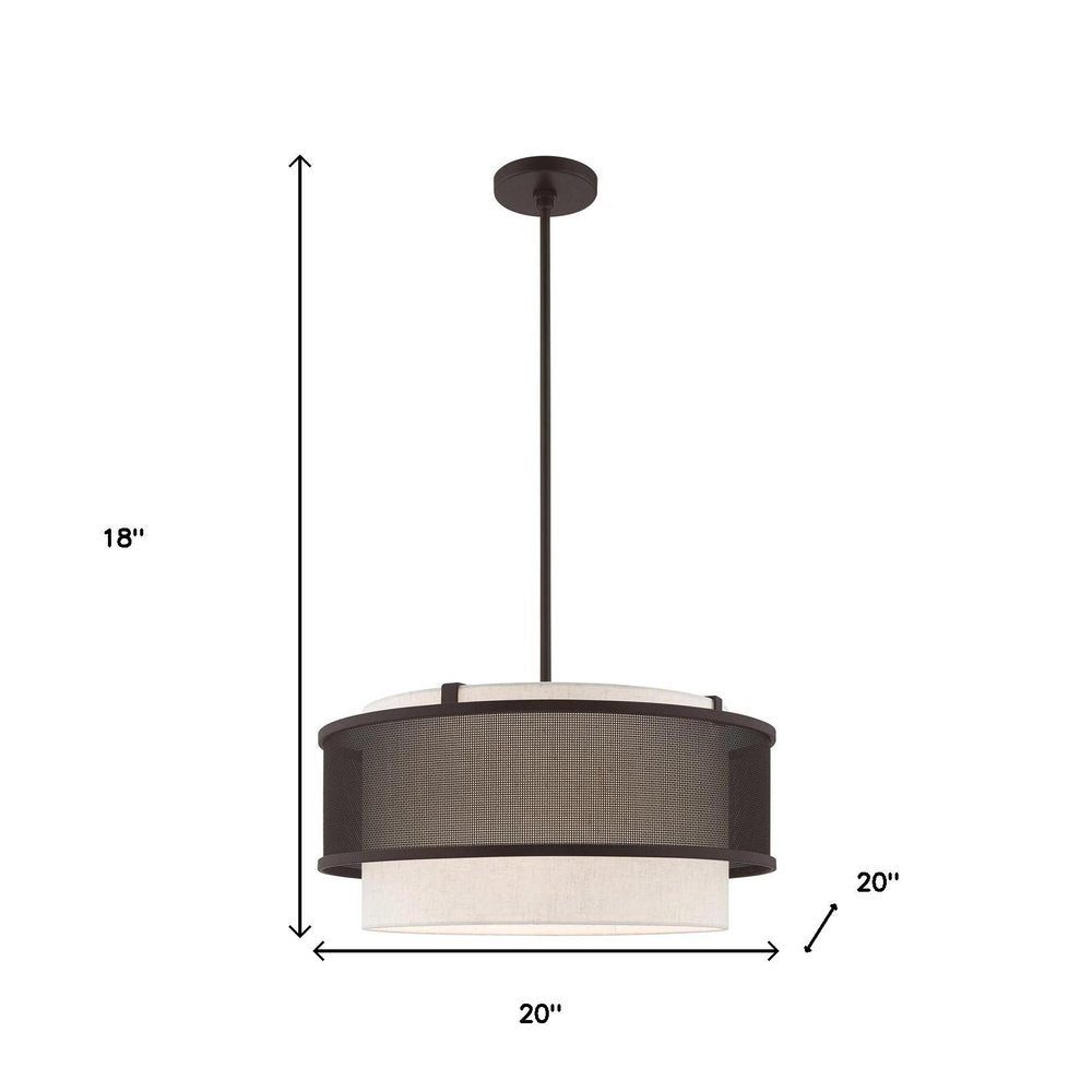 Bronze Four Light Dimmable Chandelier With Shades