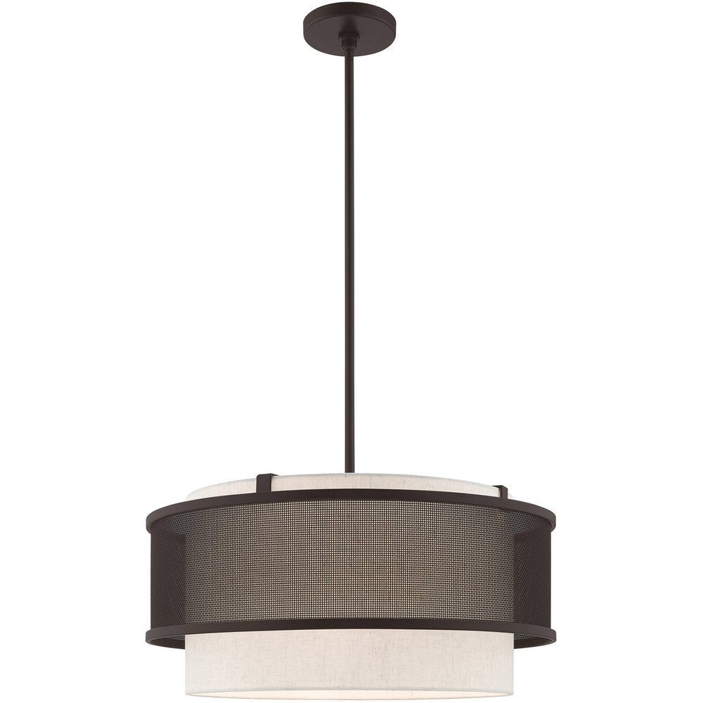 Bronze Four Light Dimmable Chandelier With Shades