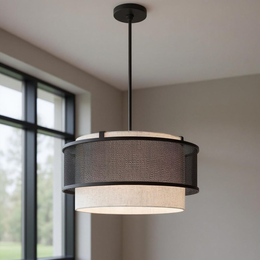 Bronze Four Light Dimmable Chandelier With Shades
