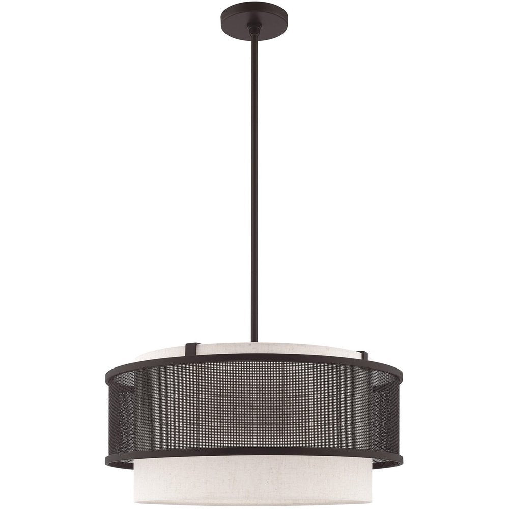 Bronze Four Light Dimmable Chandelier With Shades
