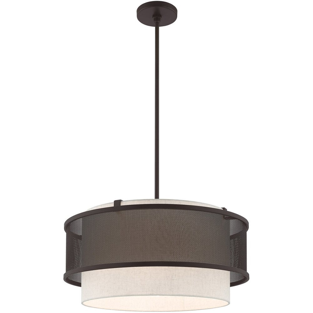 Bronze Four Light Dimmable Chandelier With Shades