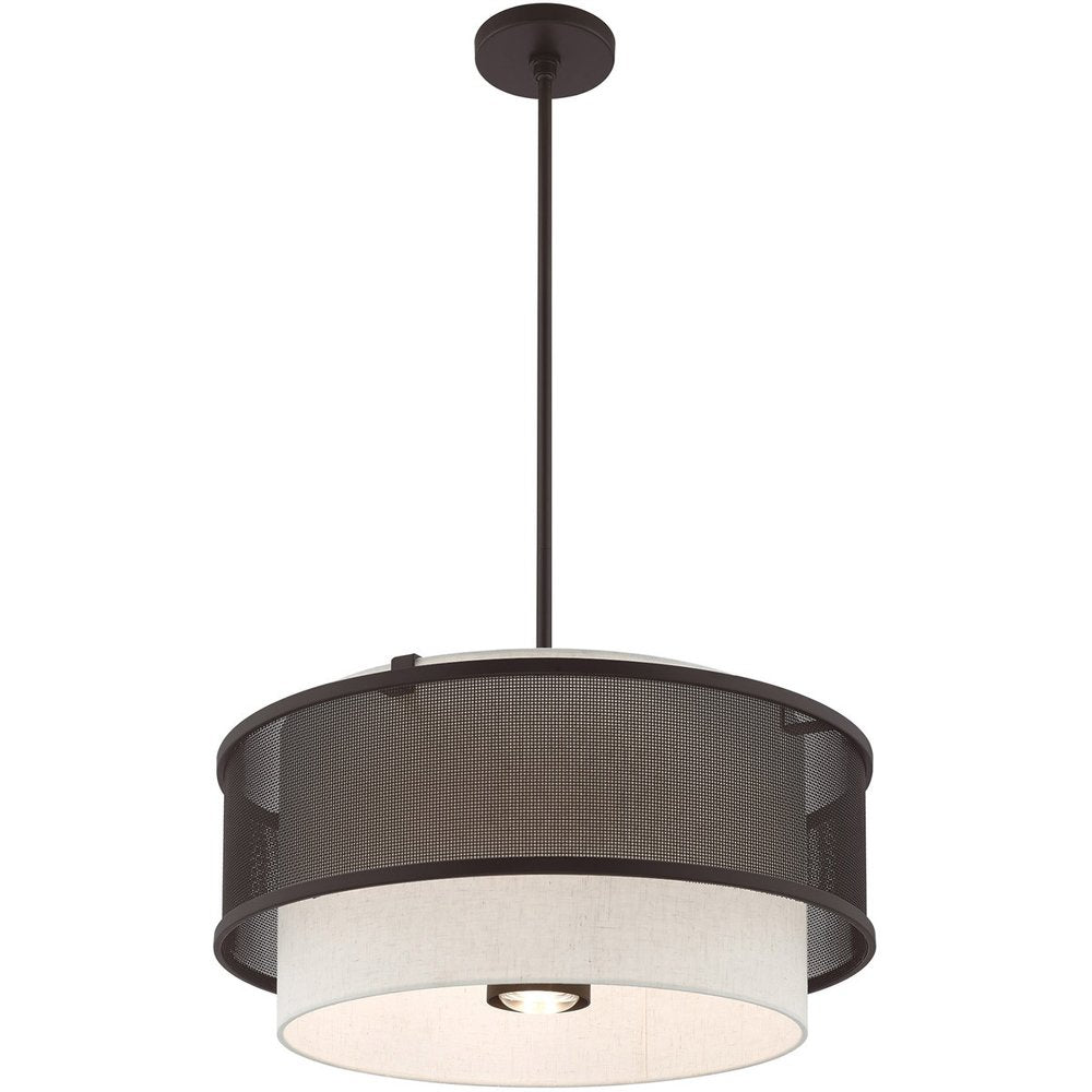 Bronze Four Light Dimmable Chandelier With Shades