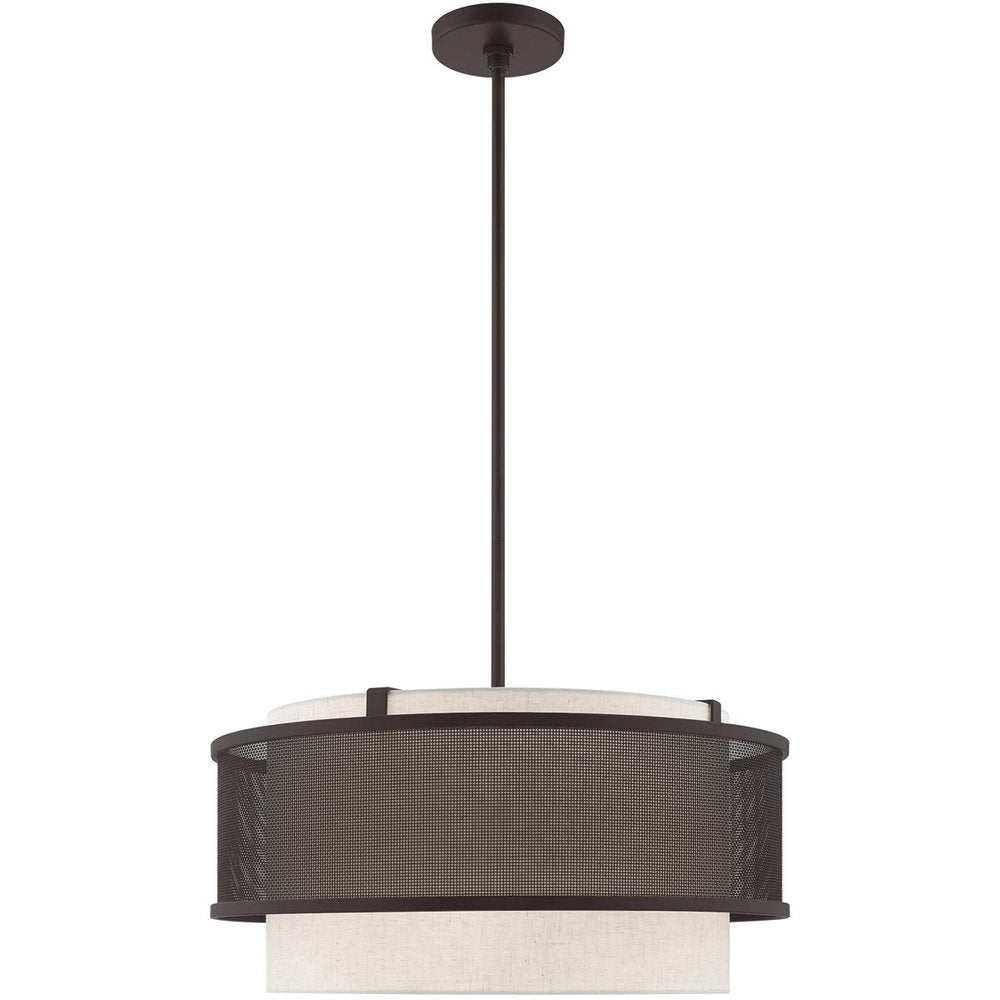 Bronze Four Light Dimmable Chandelier With Shades
