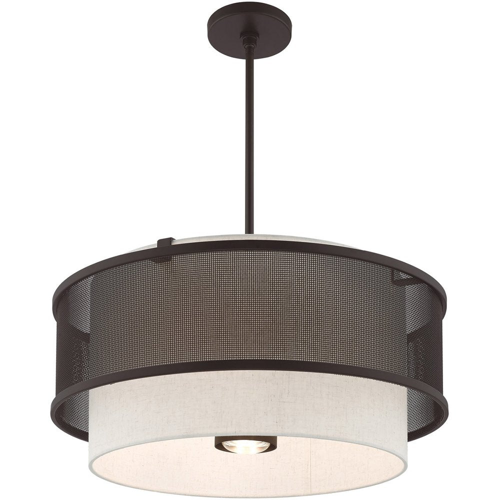 Bronze Four Light Dimmable Chandelier With Shades