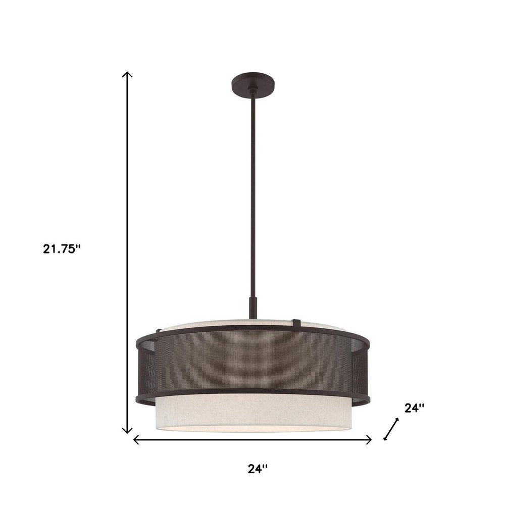 Bronze Four Light Dimmable Chandelier With Shades