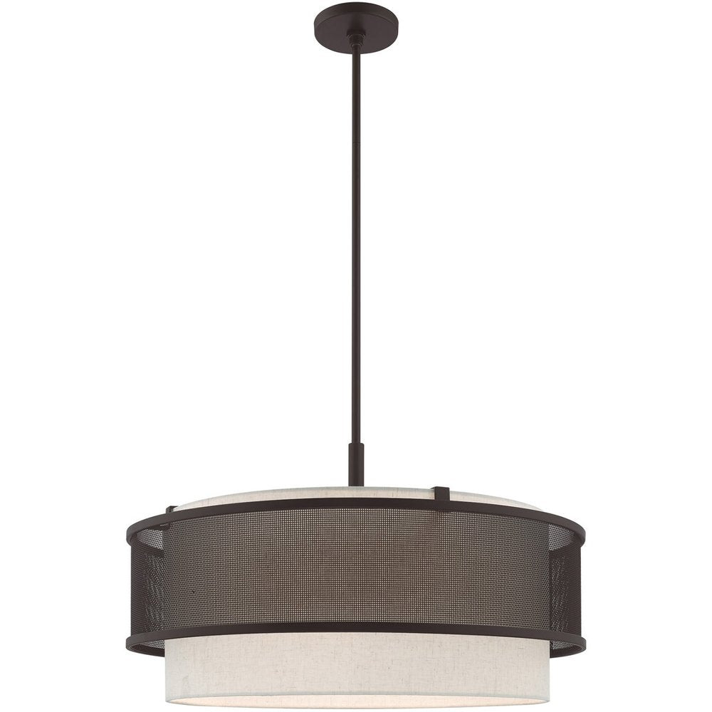 Bronze Four Light Dimmable Chandelier With Shades