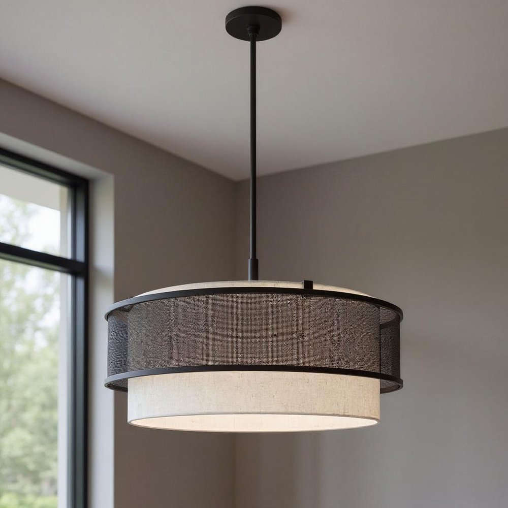 Bronze Four Light Dimmable Chandelier With Shades