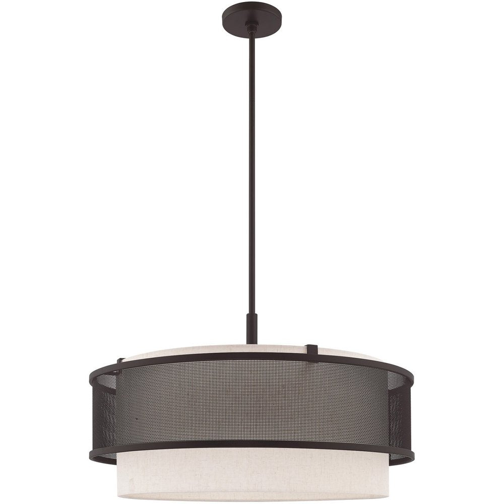 Bronze Four Light Dimmable Chandelier With Shades