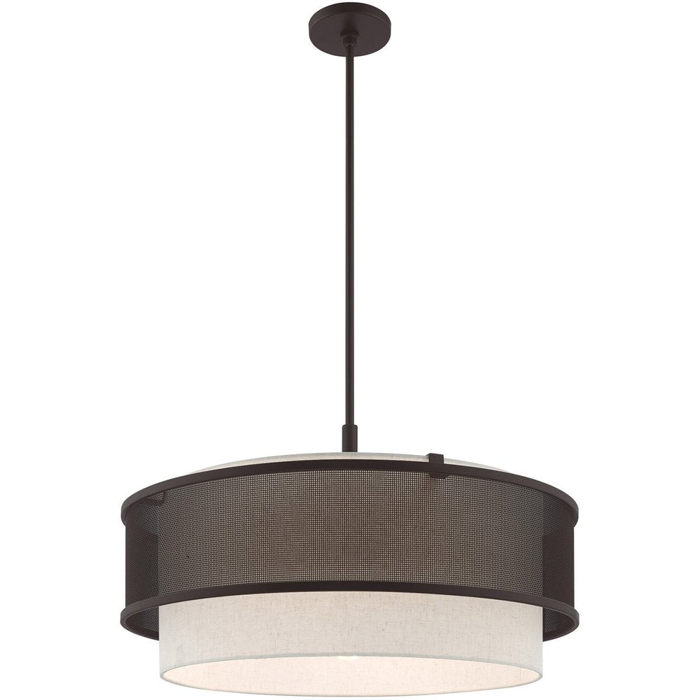 Bronze Four Light Dimmable Chandelier With Shades