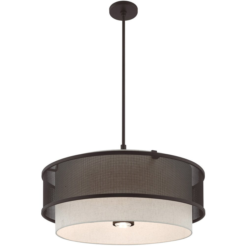 Bronze Four Light Dimmable Chandelier With Shades