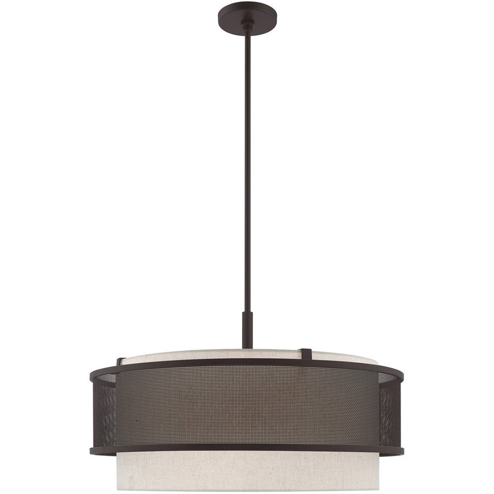 Bronze Four Light Dimmable Chandelier With Shades