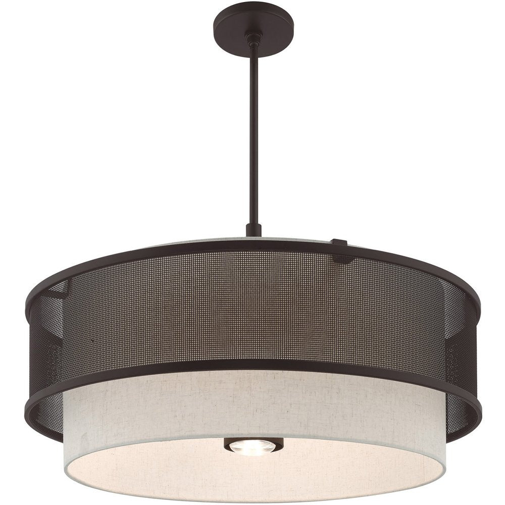 Bronze Four Light Dimmable Chandelier With Shades