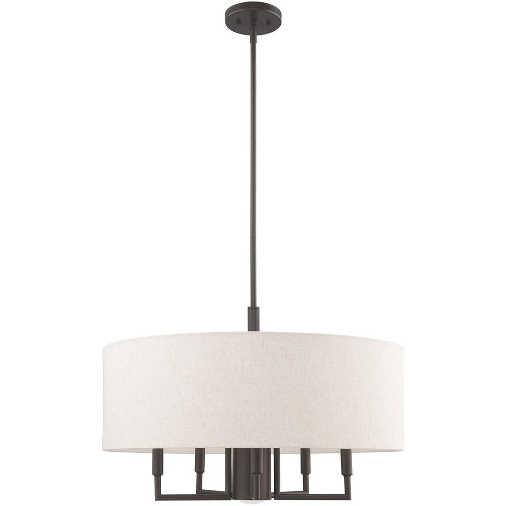 Bronze Six Light Metal Dimmable Chandelier With Shades