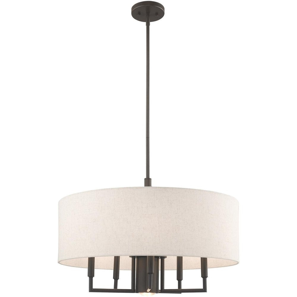 Bronze Six Light Metal Dimmable Chandelier With Shades