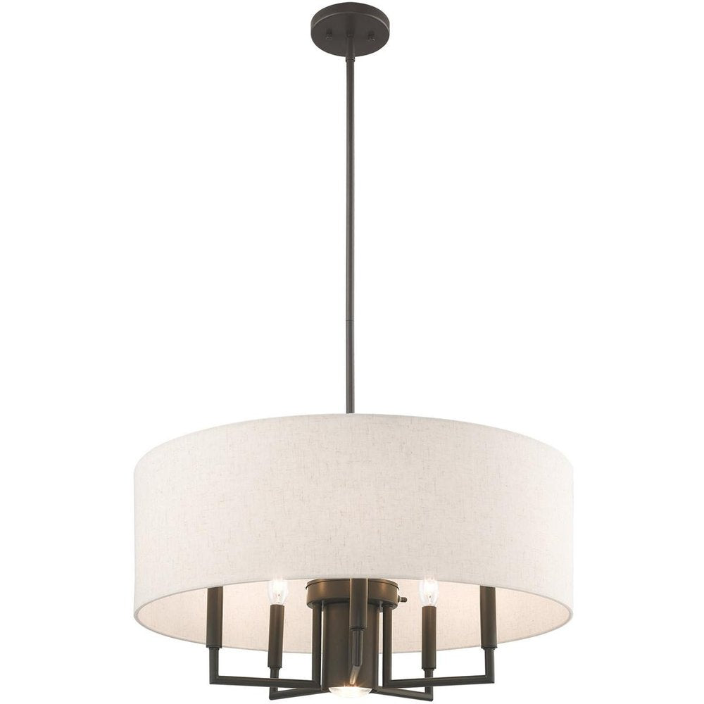 Bronze Six Light Metal Dimmable Chandelier With Shades