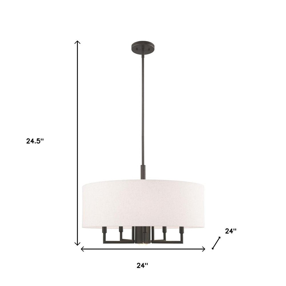 Bronze Six Light Metal Dimmable Chandelier With Shades