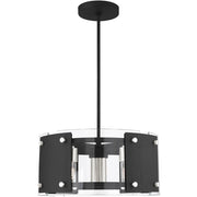 Black Seven Light Metal Dimmable Chandelier With Shades