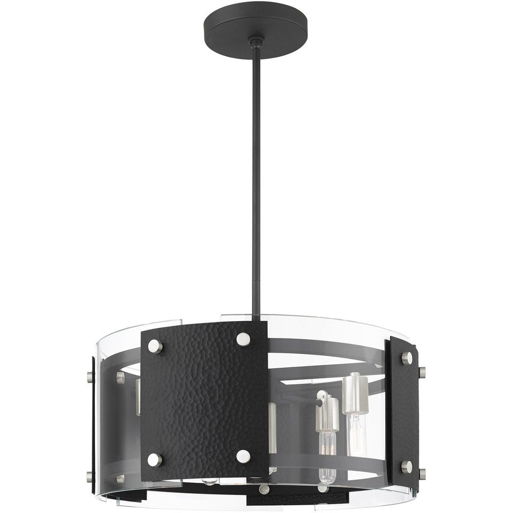 Black Seven Light Metal Dimmable Chandelier With Shades
