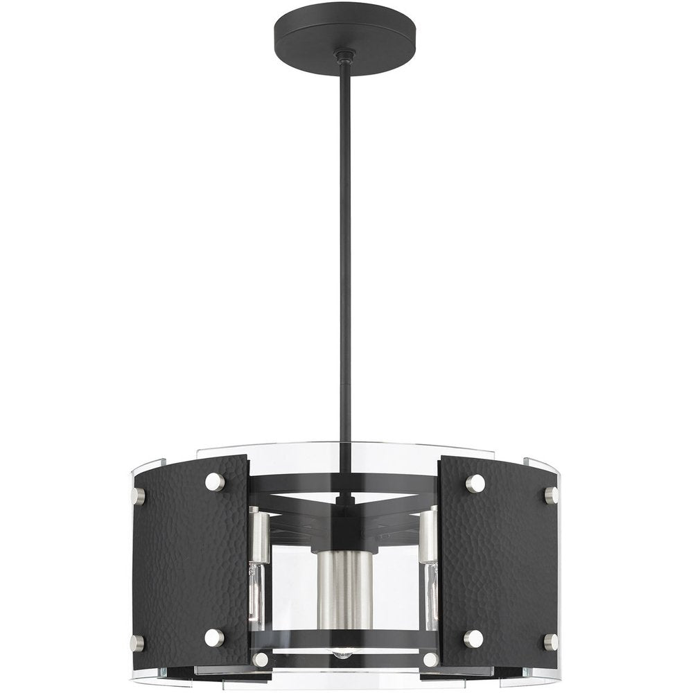 Black Seven Light Metal Dimmable Chandelier With Shades