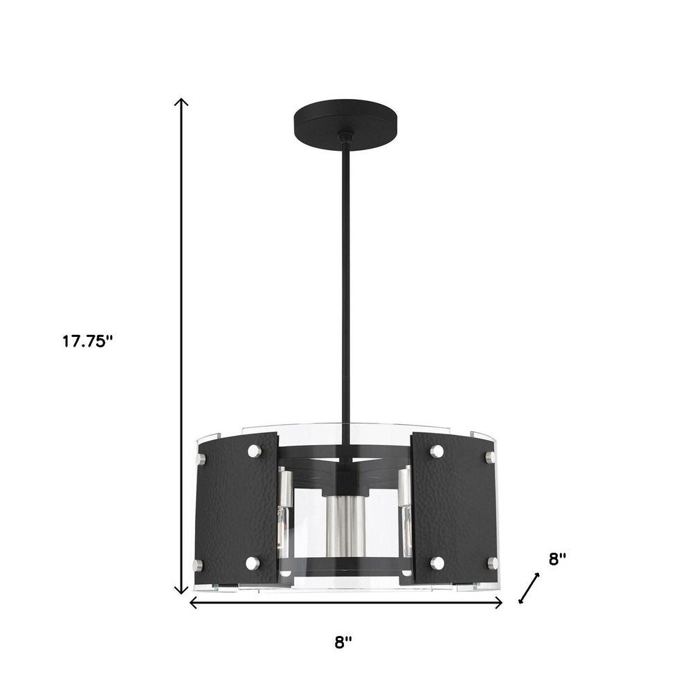 Black Seven Light Metal Dimmable Chandelier With Shades