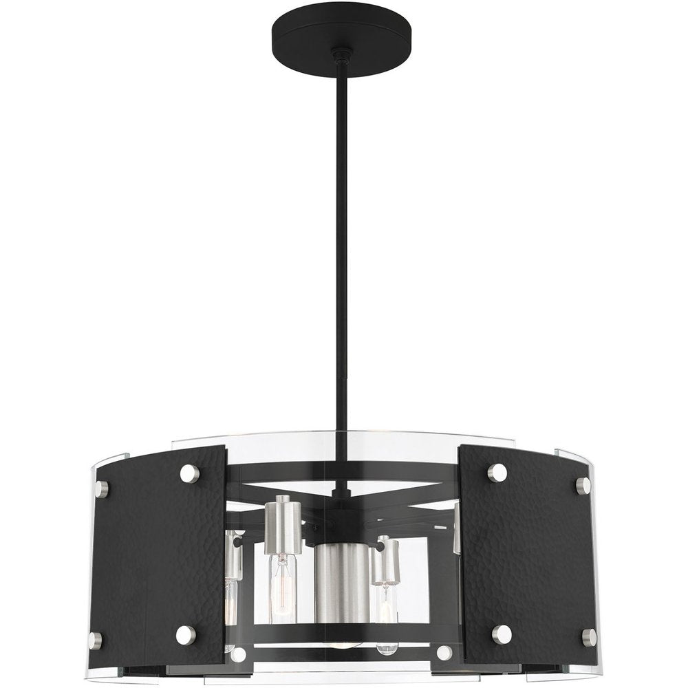 Black Seven Light Metal Dimmable Chandelier With Shades