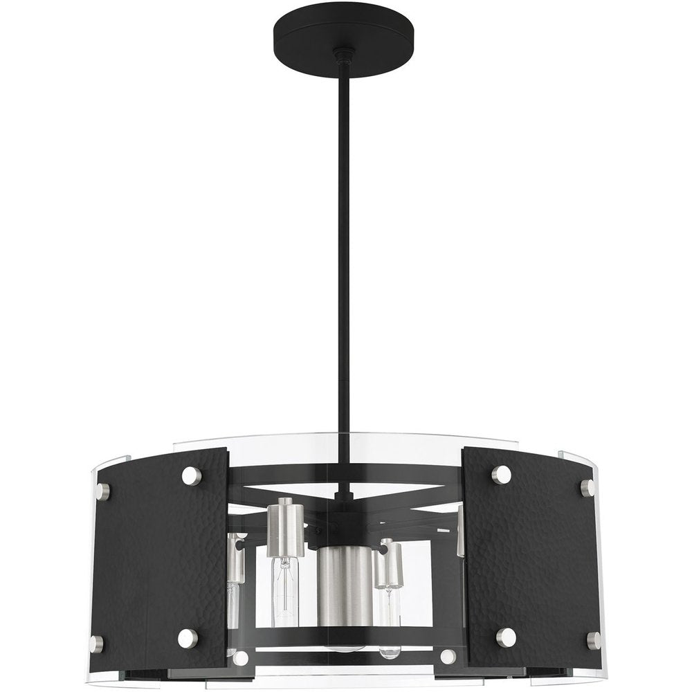 Black Seven Light Metal Dimmable Chandelier With Shades
