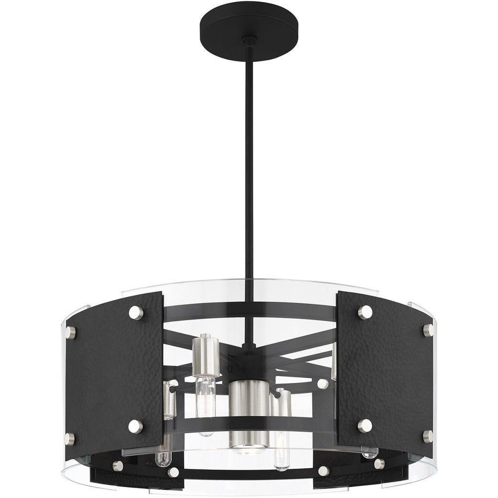 Black Seven Light Metal Dimmable Chandelier With Shades