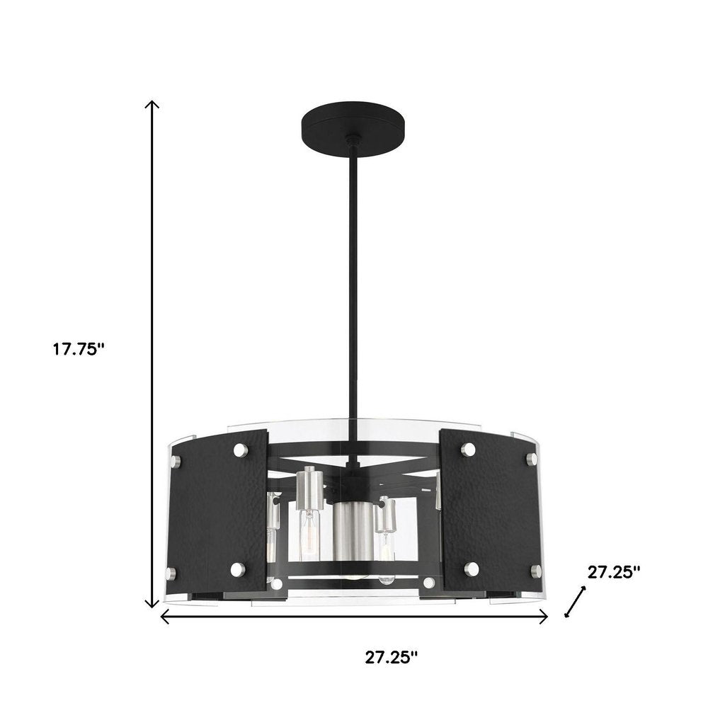 Black Seven Light Metal Dimmable Chandelier With Shades