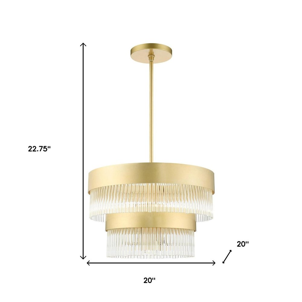 Gold Five Light Metal Dimmable Chandelier With Shades