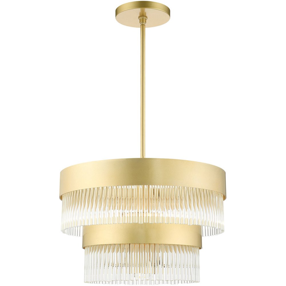 Gold Five Light Metal Dimmable Chandelier With Shades