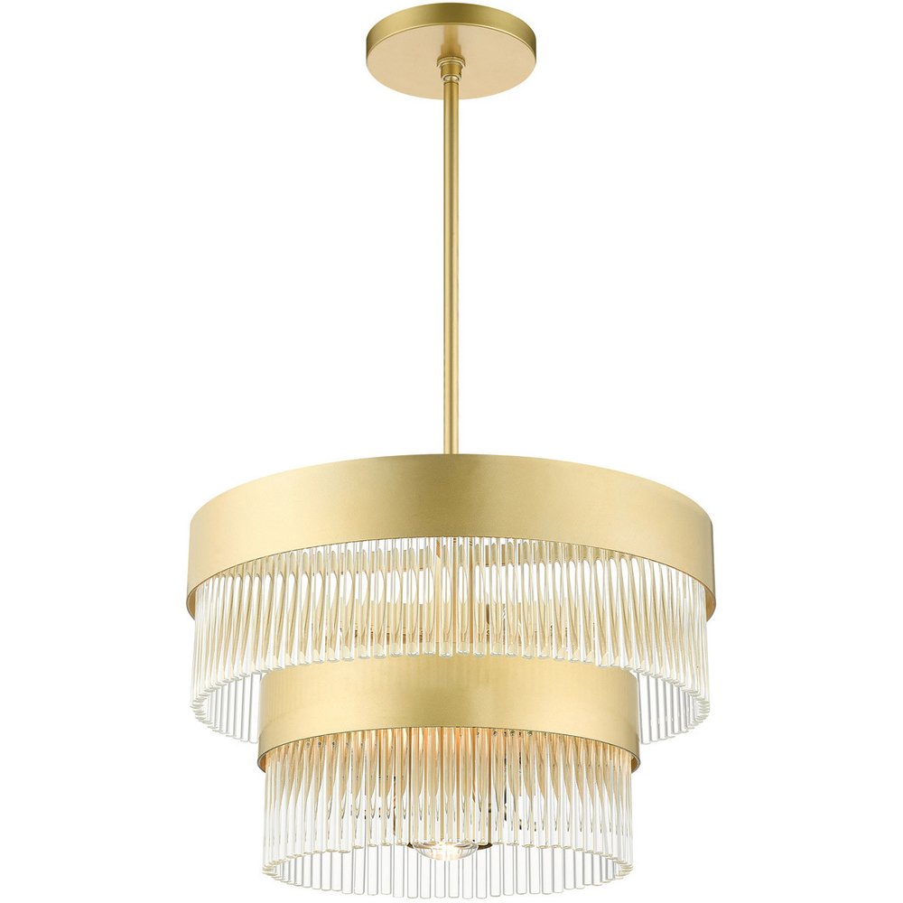 Gold Five Light Metal Dimmable Chandelier With Shades