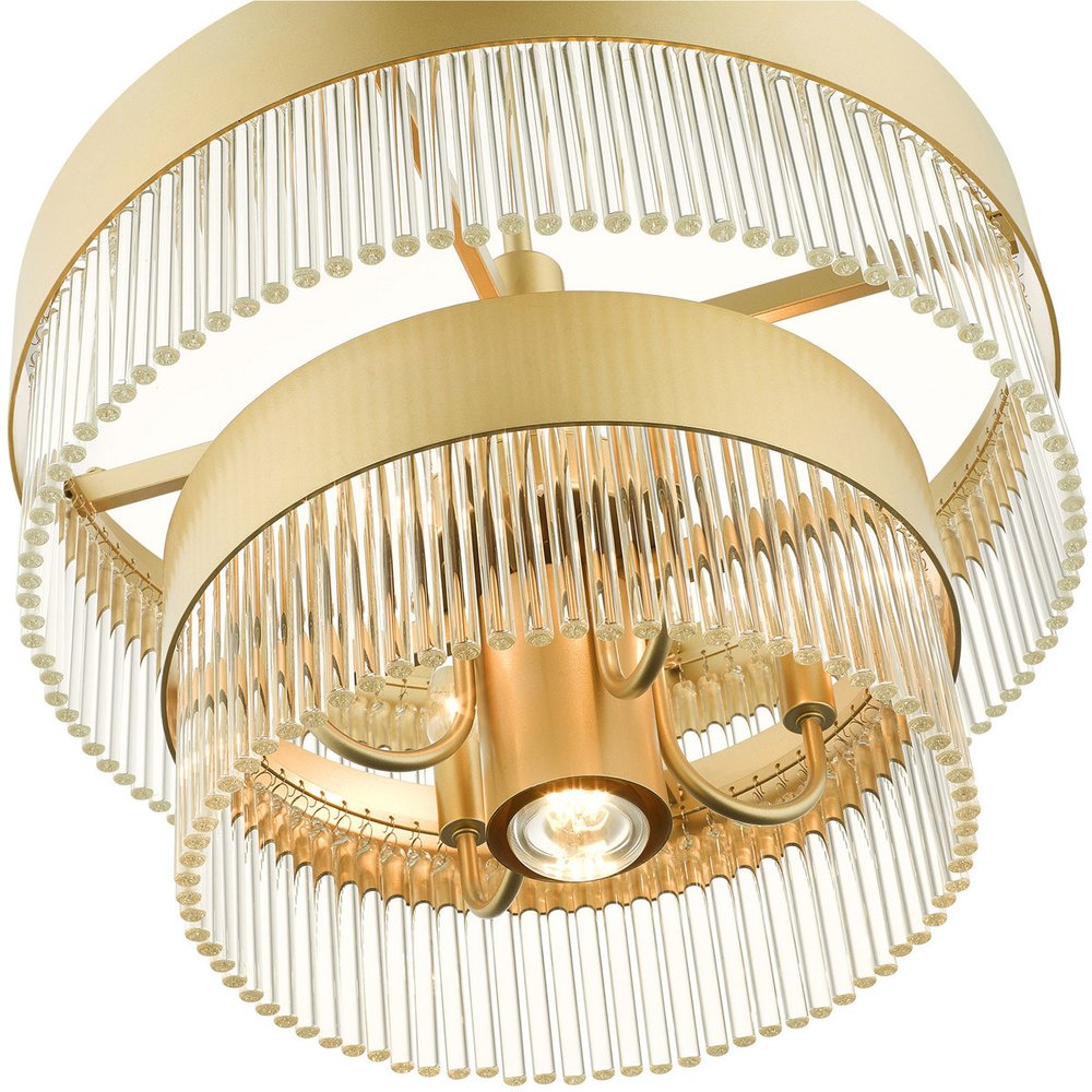 Gold Five Light Metal Dimmable Chandelier With Shades