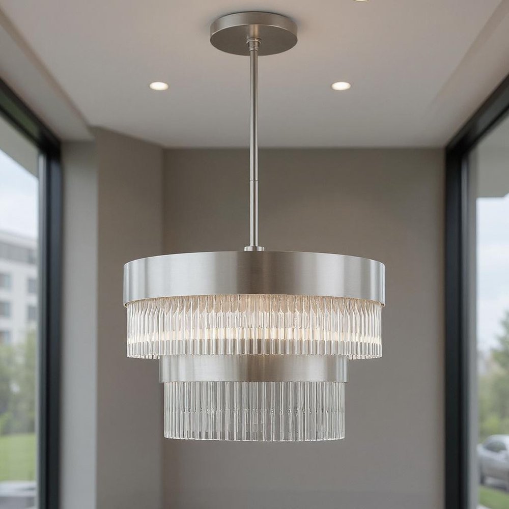Five Light Dimmable Chandelier With Shades