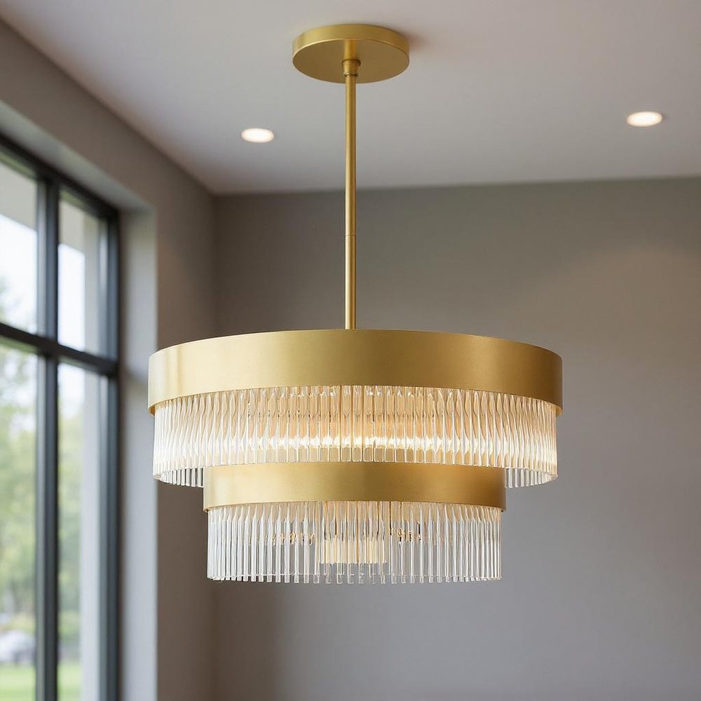 Seven Light Dimmable Chandelier With Shades
