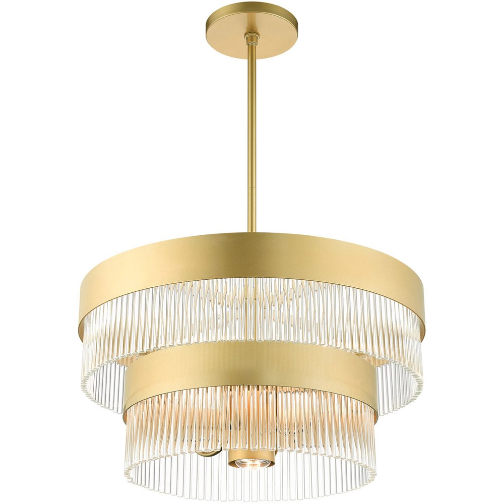 Gold Seven Light Metal Dimmable Chandelier With Shades