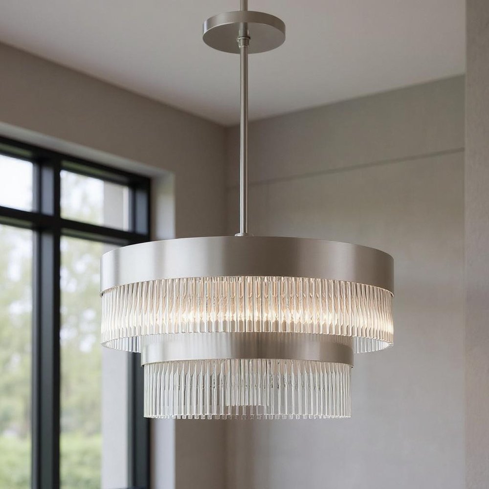 Seven Light Dimmable Chandelier With Shades