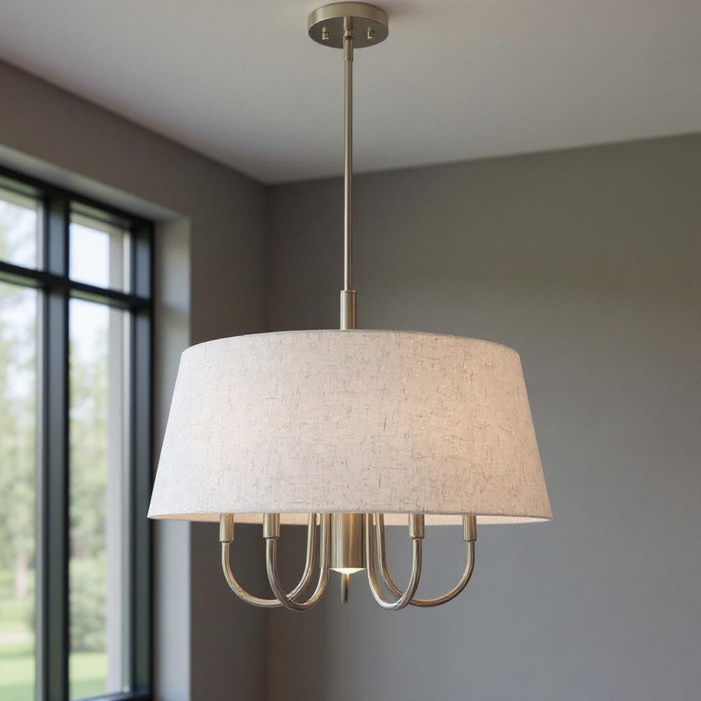 Six Light Dimmable Chandelier With Shades