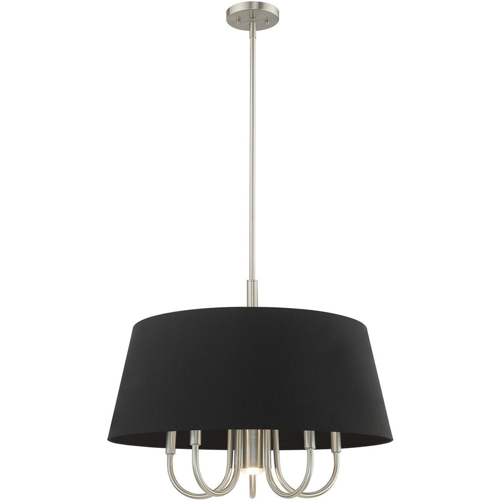 Nickel Six Light Metal Dimmable Chandelier With Shades
