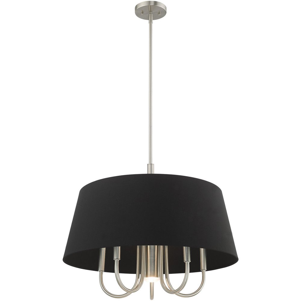 Nickel Six Light Metal Dimmable Chandelier With Shades