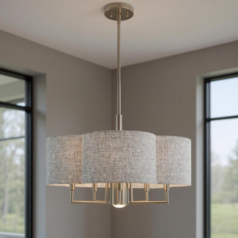 Six Light Dimmable Chandelier With Shades
