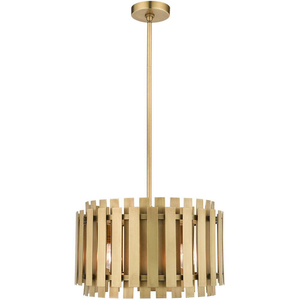 Brass Five Light Metal Dimmable Chandelier With Shades