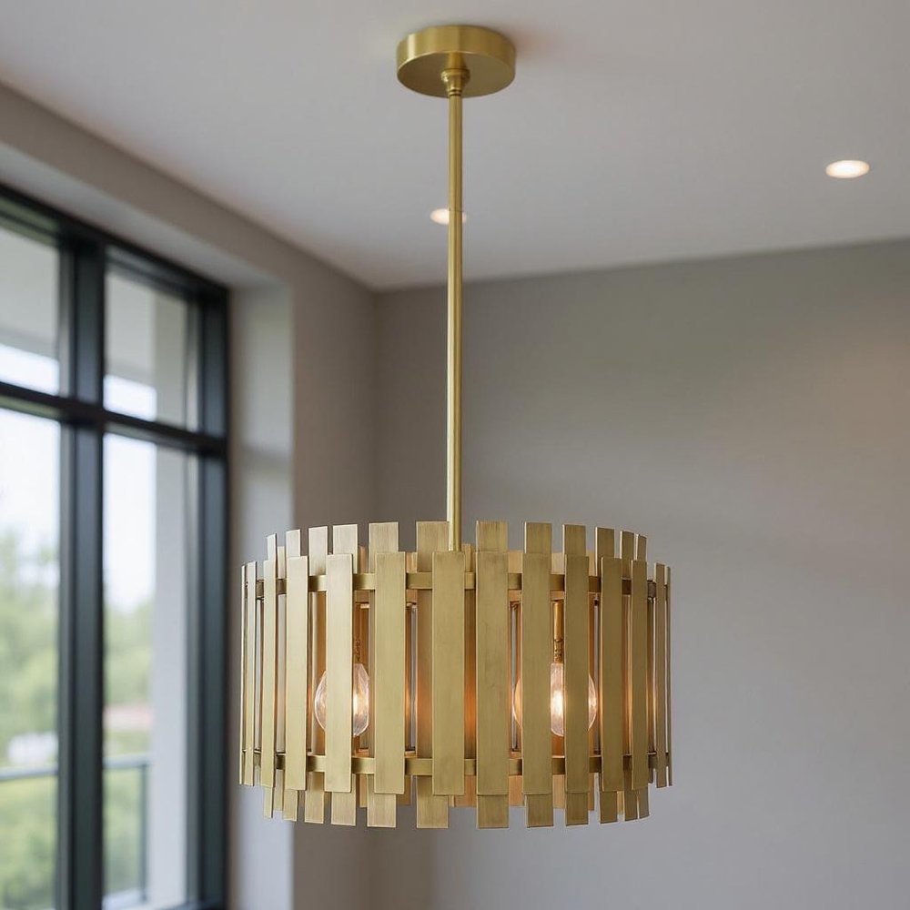 Five Light Dimmable Chandelier With Shades