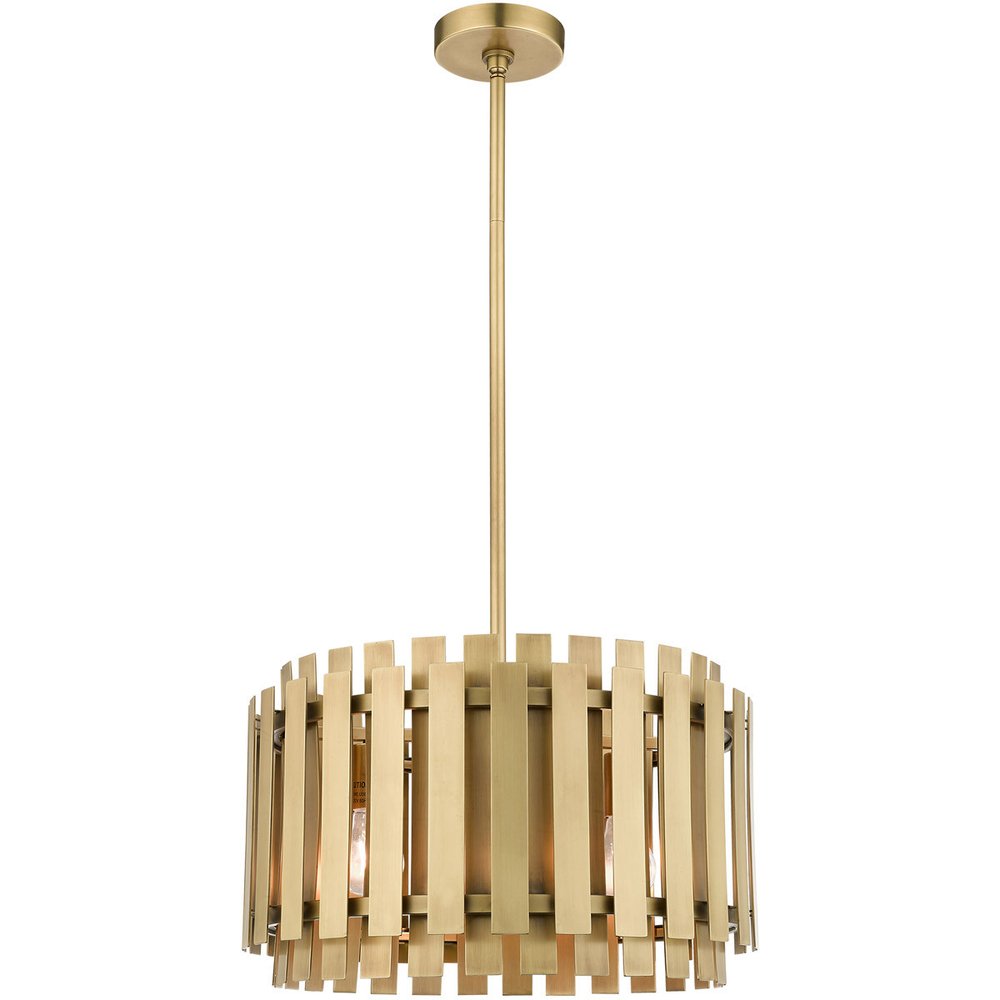 Brass Five Light Metal Dimmable Chandelier With Shades