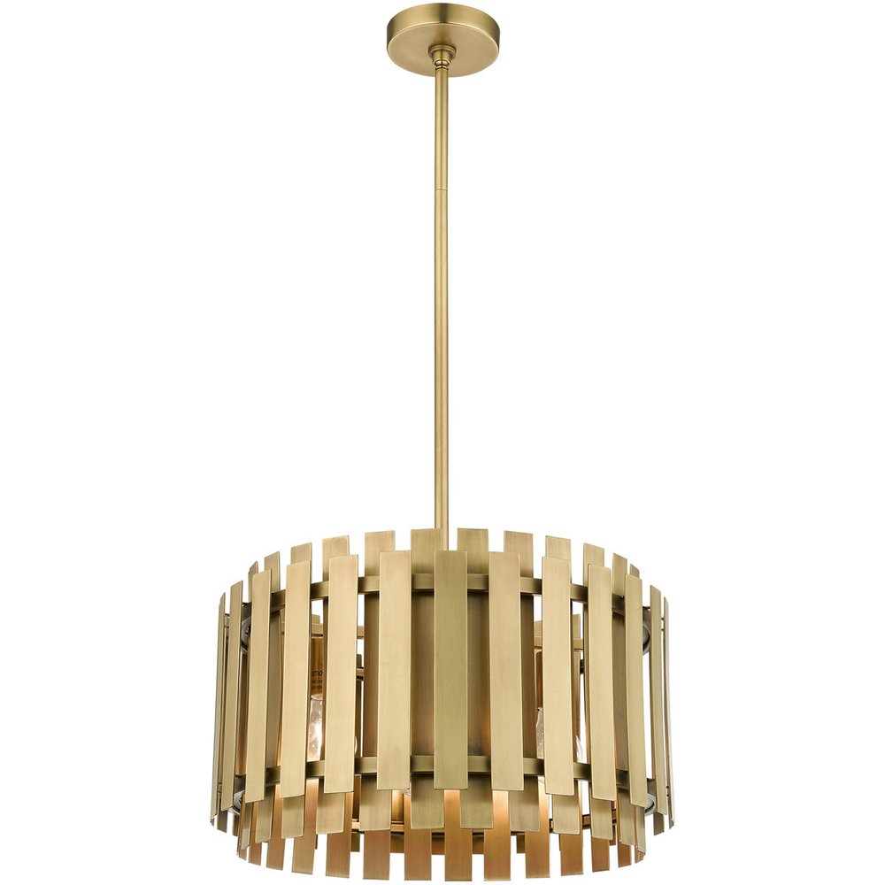 Brass Five Light Metal Dimmable Chandelier With Shades