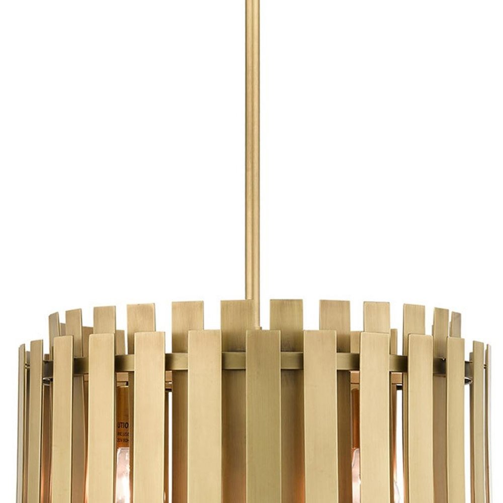 Brass Five Light Metal Dimmable Chandelier With Shades