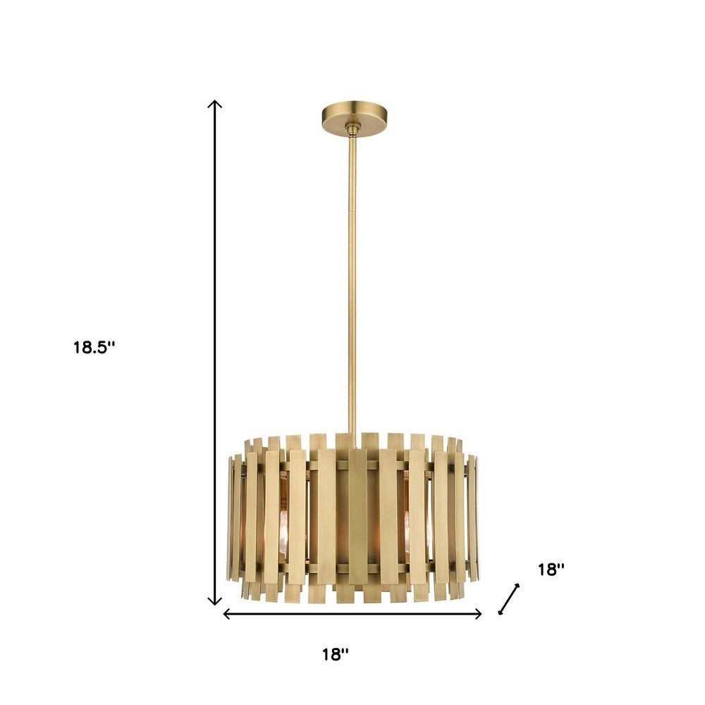Brass Five Light Metal Dimmable Chandelier With Shades